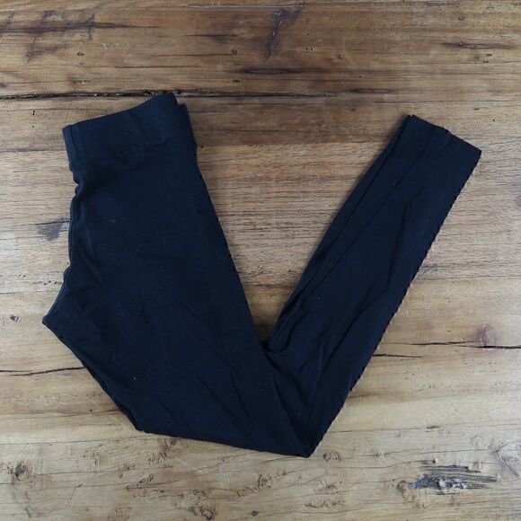 MOSSIMO SUPPLY COMPANY BLACK WIDE WAISTBAND COTTON STRETCH FASHION LEGGINGS - Picture 1 of 6